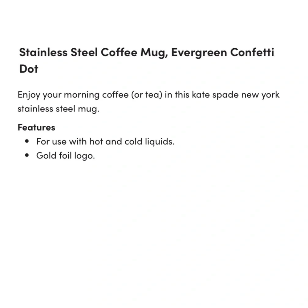 Kate Spade Stainless Steel Coffee Mug in Evergreen Confetti Dot